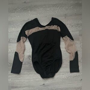 Ballet leotard long sleeve black mesh size S